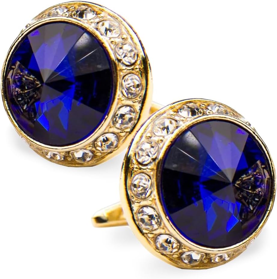 Large Bling Color Stone Cuff Links for Men – Tuxedo Suit Accessories, Cufflinks for Men
