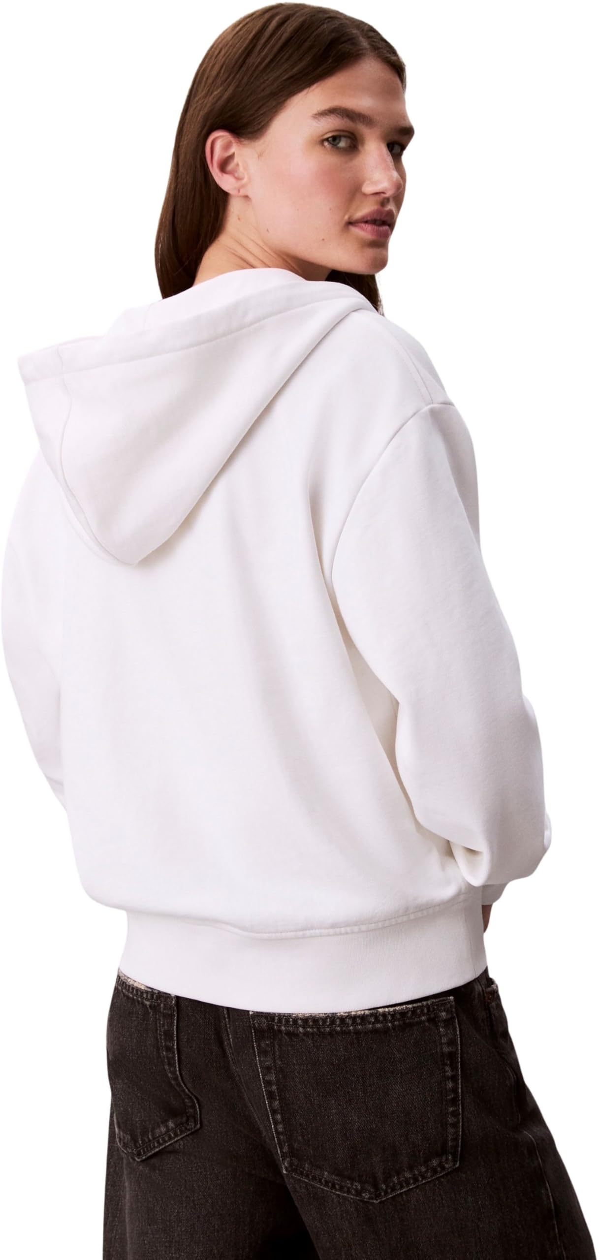 Calvin Klein Donna Felpa con Zip Archive Logo French Terry con Cappuccio