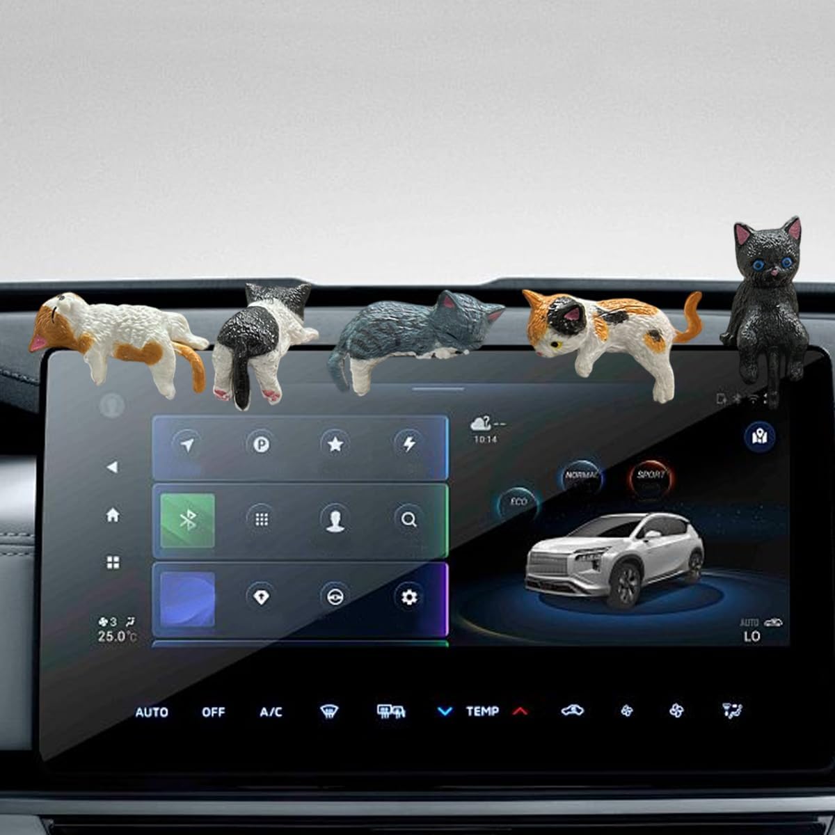 5PCS Mini Cat Car Dashboard Decorations, Resin Cute Animal Auto Rearview Mirror Ornament, Universal Funny Vehicle Dash Figurines Accessories for Sedan Truck Home Garden (Style1)