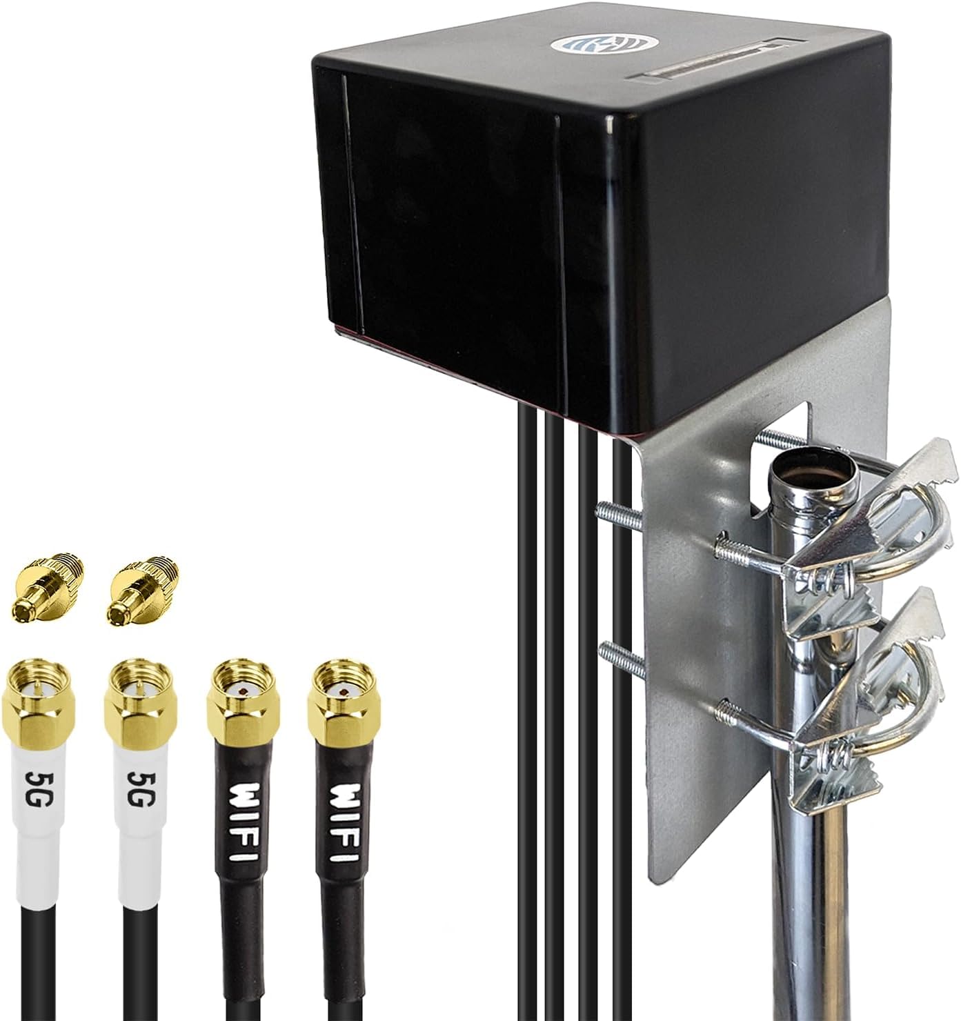 Maswell Antenna 5G, 2X2 MIMO 5G + 2X2 MIMO WiFi 6 da esterno, Antenna esterna Omni 600-8000 MHz per WiFi 6E WiFi 7 cellulare 5G 4G+ LTE-A, LMR195 equivalente SMA maschio