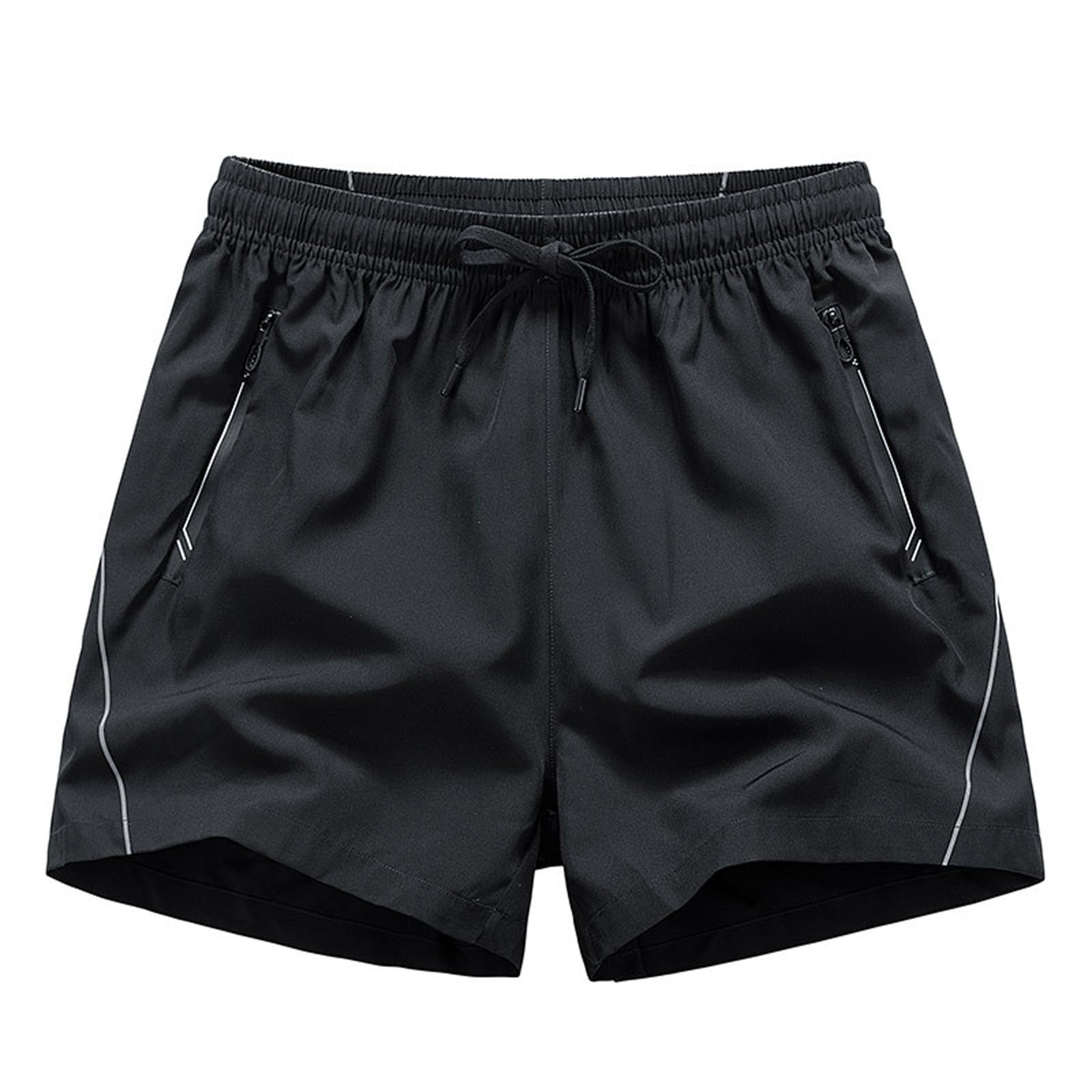 Athletic Shorts for Men Elastic Waist Drawstring Joggers Sports Track Workout Running Shorts with Zipper Pockets