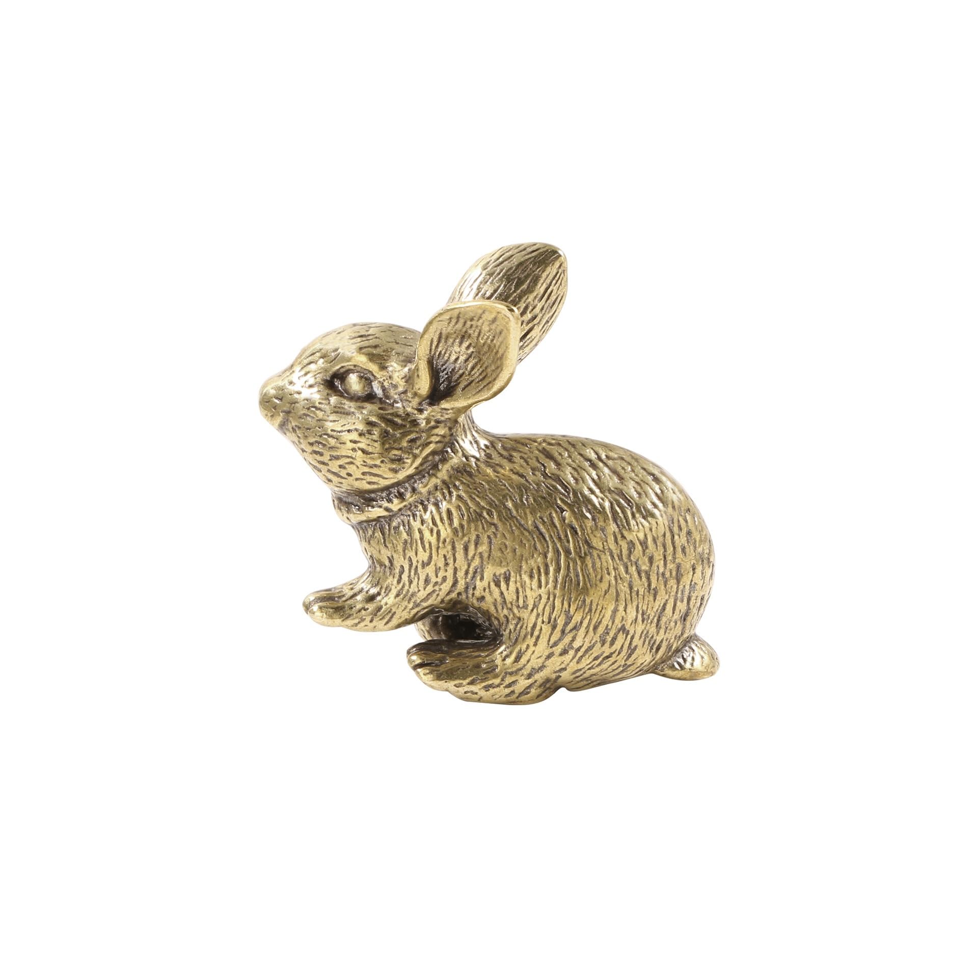 NGDFGR Brass Cute Rabbit Figurines,Metal Animal Rabbit Miniature Statue Sculpture Desktop Ornament Home Bonsai Micro Landscape Decor Accessories