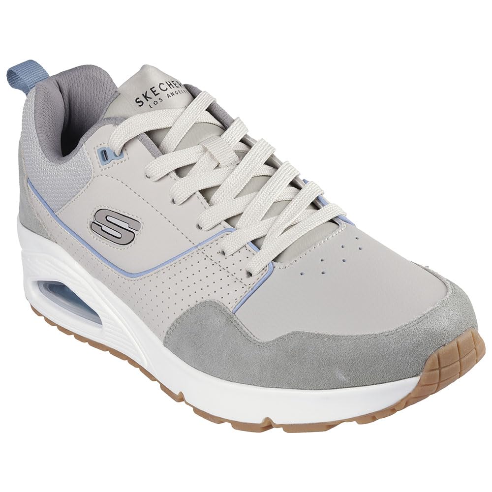 Skechers Men's Uno Retro One Sneaker, Natural Leather and Suede/Duraleather/Mes, 12 UK
