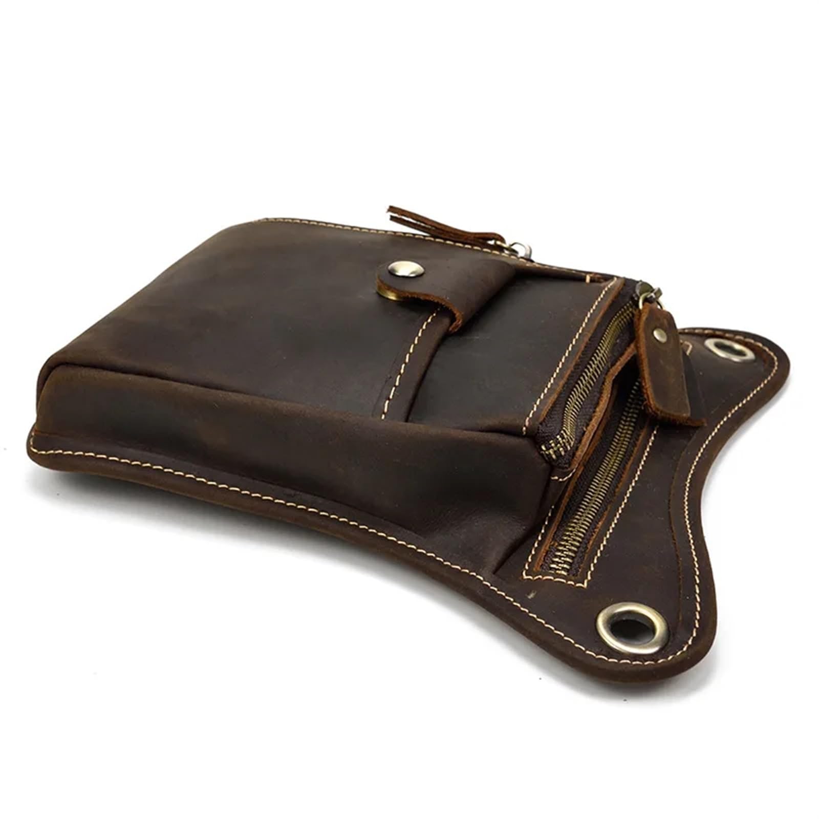 Bolsa de Pierna Bolsa de Pierna Motocicleta Cuero for Hombres Piel Vaca Macho Bolso Hombro pequeño Bolsas for la Cintura multifunción(Color1)