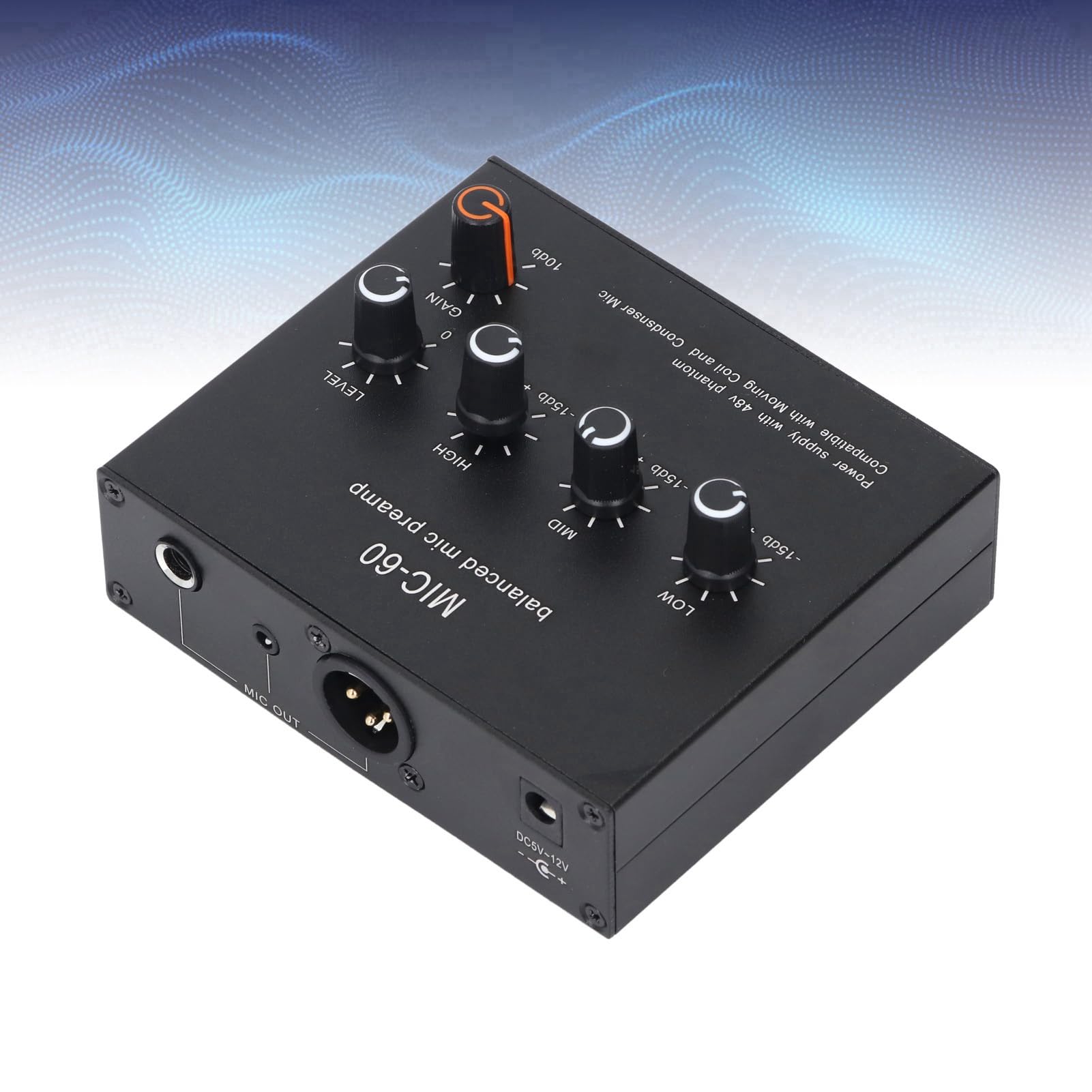 Profesjonalny przedwzmacniacz mikrofonowy ze wzmocnieniem 60 dB Zasilanie 48 V Interfejs XLR 3,5 mm 6,5 mm Dynamiczny wzmacniacz mikrofonu pojemnościowego do domowego studia
