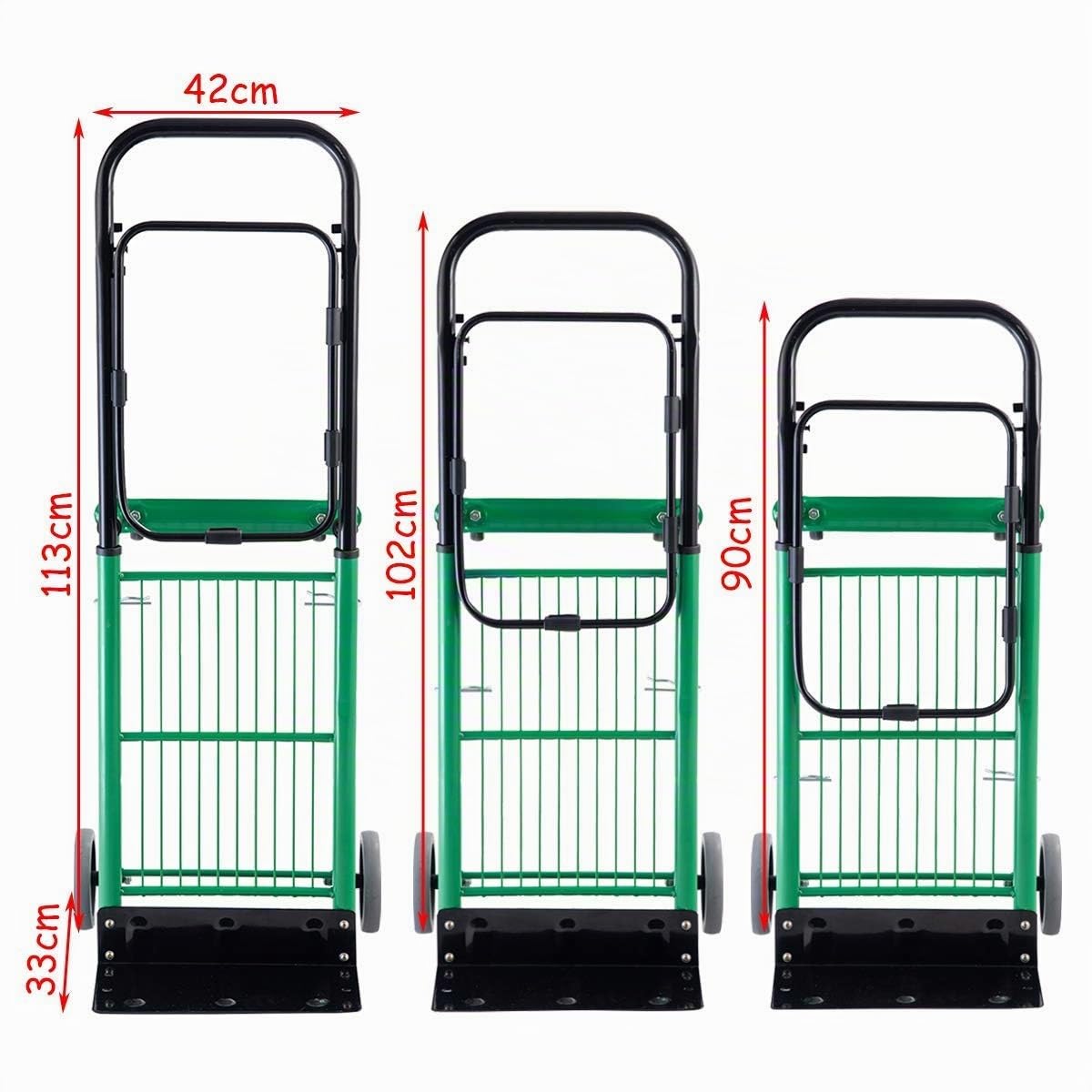 COSTWAY Carretilla de Mano Plegable con Ruedas,Carro de Plataforma Multifuncional 2 en 1, Carrito Transporte Carga hasta 90 kg