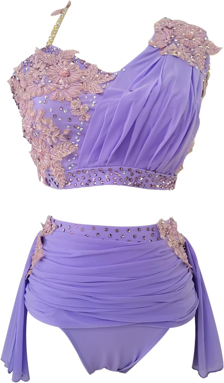 Girl Sleeveless Purple Lyrical Dance Dress Modern Dance Pole Dance Performance Dress