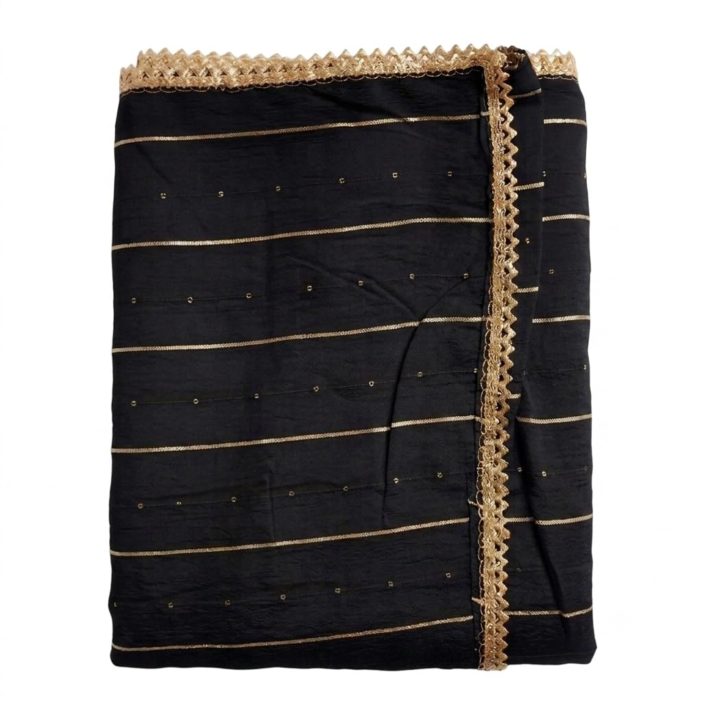 Pure Chinon Silk Dupatta with Gold Gota-Patti Lace-image-11
