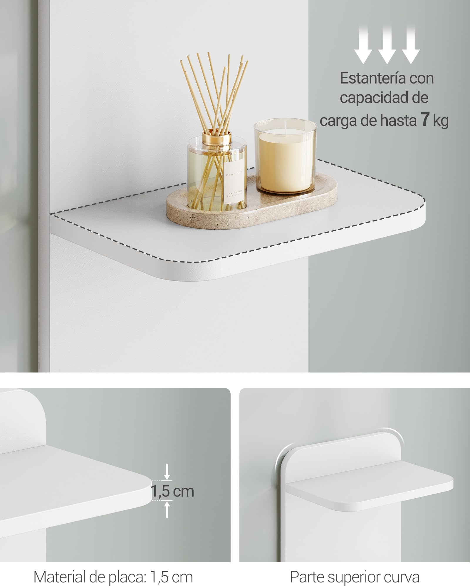 Hzuaneri Librería 7 Niveles, 24 x 30 x 186 cm, Blanco | Estantería Libros, Para Salón, Dormitorio, Estudio, BC88803X