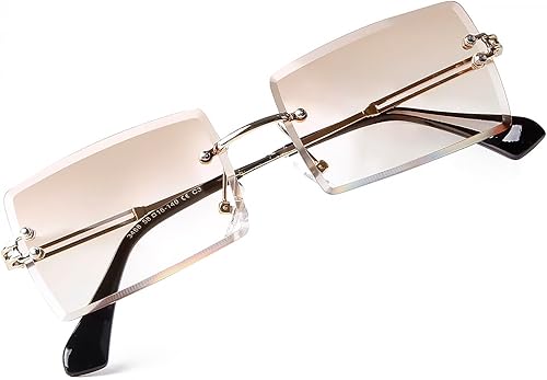 Gafas de sol rectangulares para mujeres y hombres, sin marco, cuadradas, gafas de sol para hombre