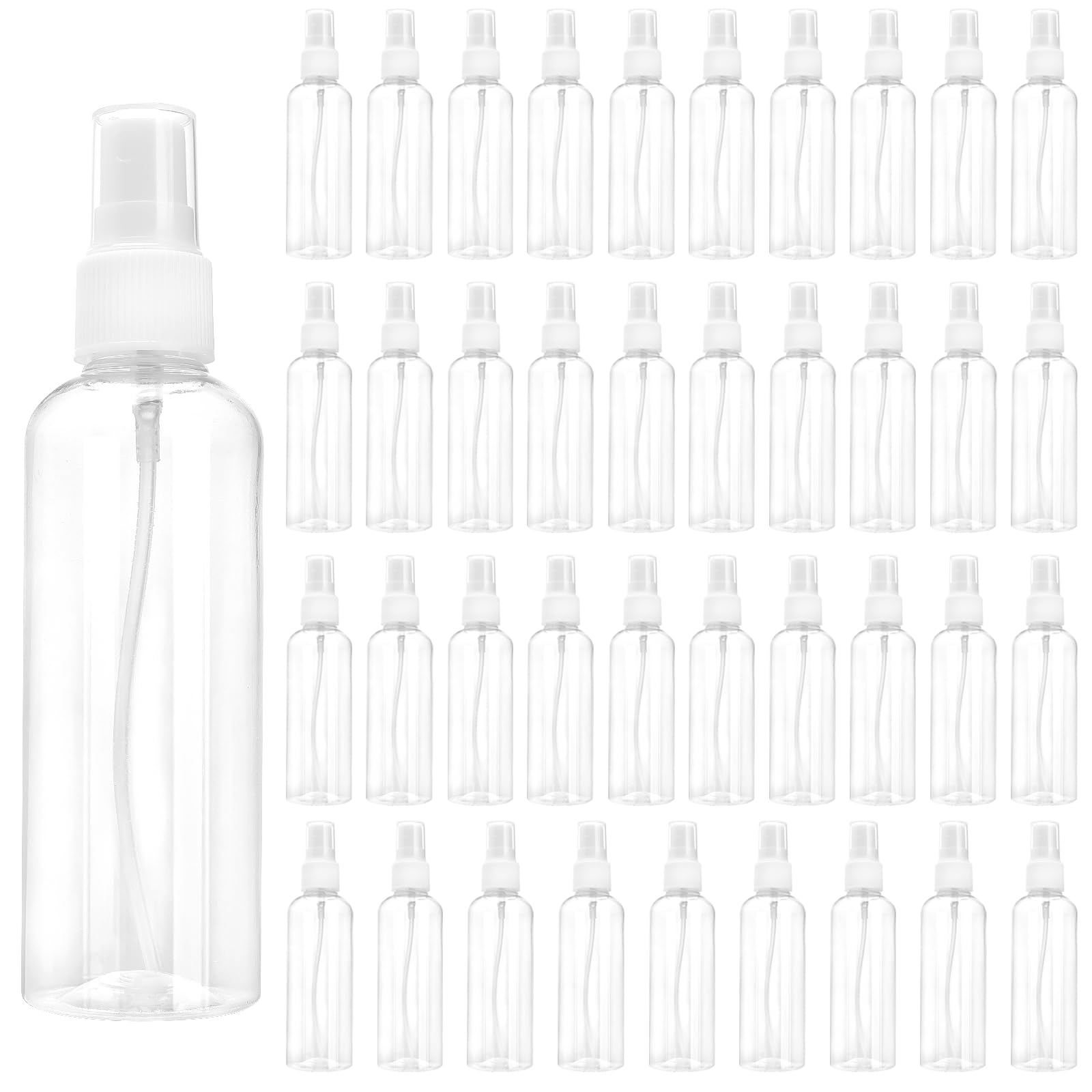 40 flaconi spray da 100 ml, in plastica trasparente con coperchio, bottiglie spray da viaggio per acqua, profumo, trucco e allocazione