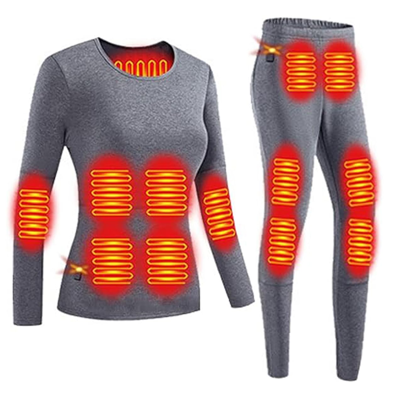 LANGWEI Ropa Interior Térmica Calefactable para Mujer, 28 Zonas De Calefacción Forro Polar Ropa Interior Térmica Eléctrica para Exteriores En Invierno