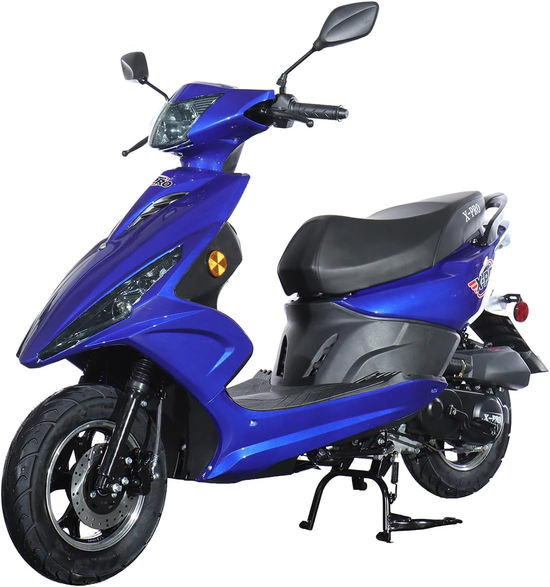 X-PRO Bali 50cc Gas Moped for Adults, Automatic 4-Stroke Engine, 10 Inch Wheels, LED Lights, EPA Approved Street Legal (Black)