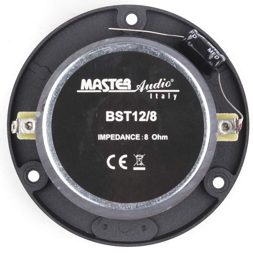 2 Super Tweeter MASTER AUDIO BST12/8 BST 12/8 175 Watts rms et 350 Watts Max avec 9,50 cm de diamètre 98 DB 8 ohm 2,70 cm Profondeur, la Paire