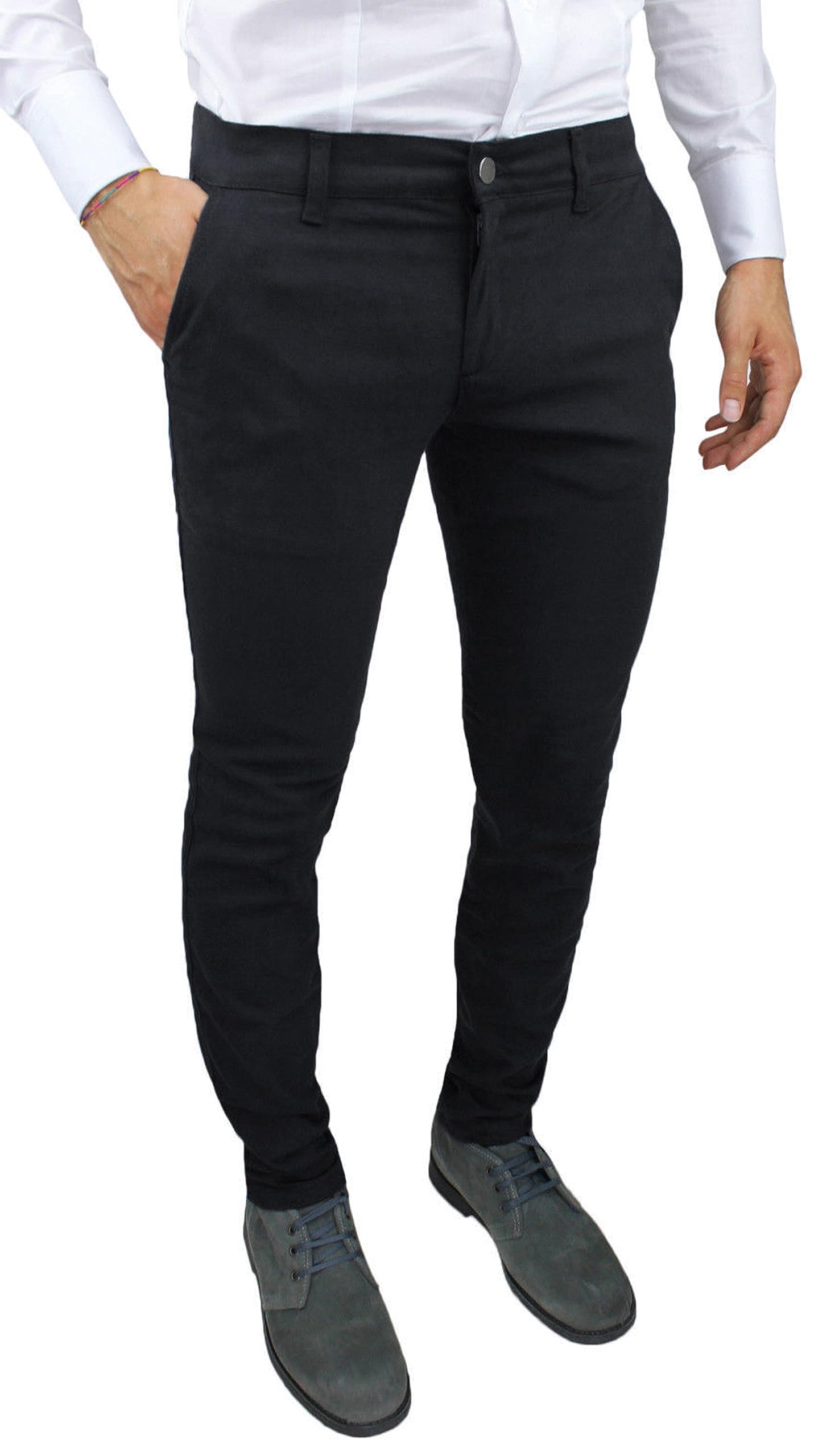Evoga Pantaloni Uomo Slim Fit Invernali Alta Sartoria Chino's Eleganti Casual