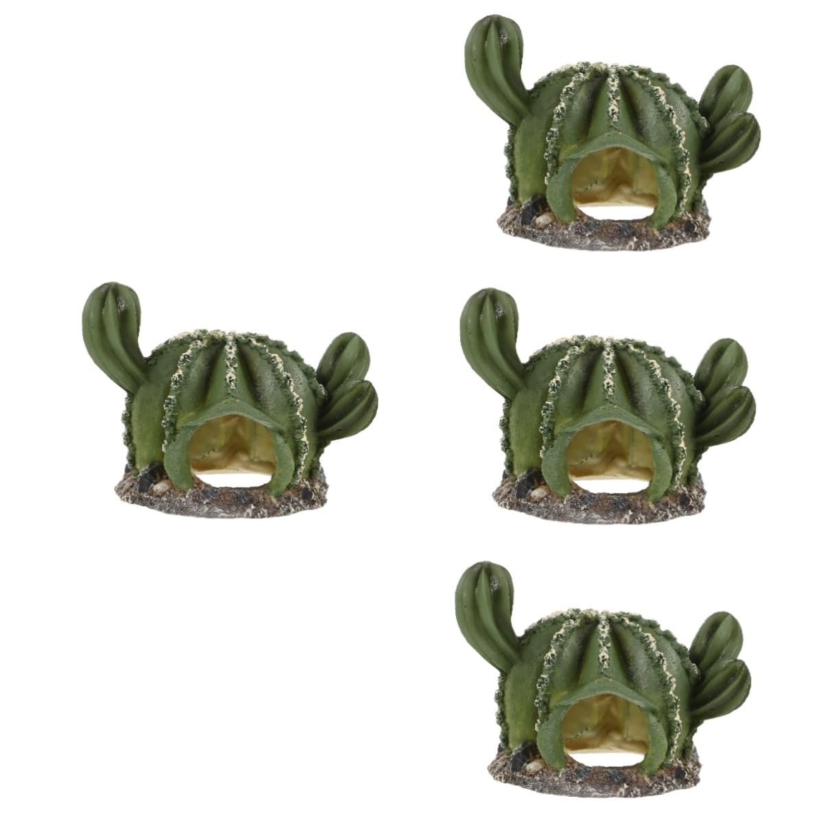 BESPORTBLE 4pezzi Caverna Decorativa Resina Per Rettili Forma Di Cactus Nascondiglio Pratico Per Terrario Rifugio Naturale Per Lucertole e Altri Animali Esotici