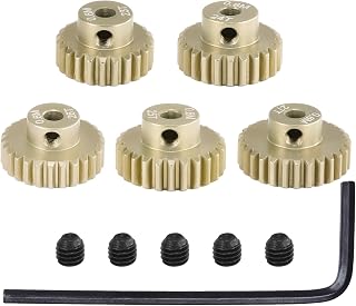 M0.6 Pinion Gear Set 3.175mm 23T 24T 25T 26T 27T 5PCS 7075 Aluminum Alloy Metal Pinion Motor Gear for 1/10 RC Car Brushed Brushless Motor (5PCS)…