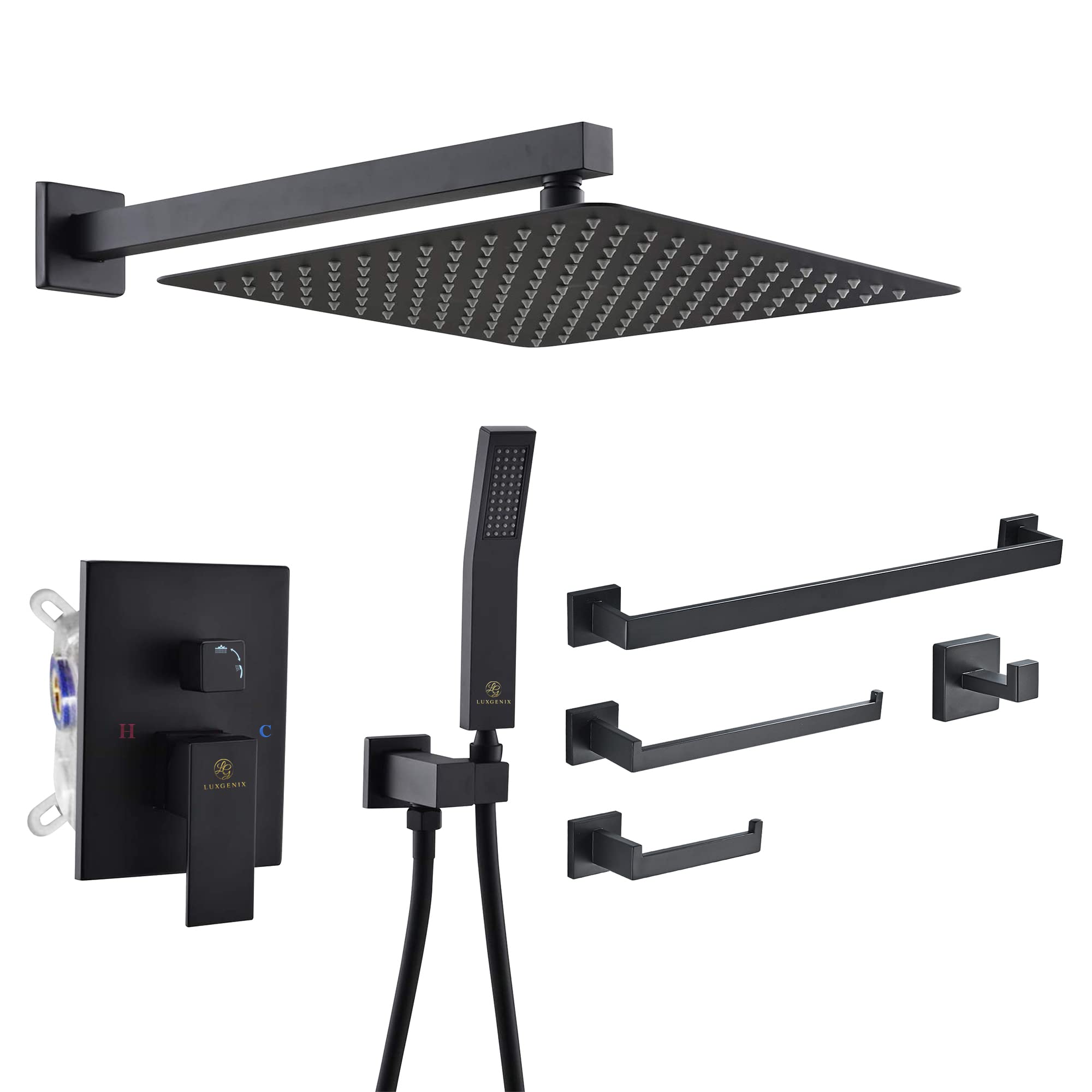 Buy Rain Shower Head Black Shower Head and Handle Set Rain Shower