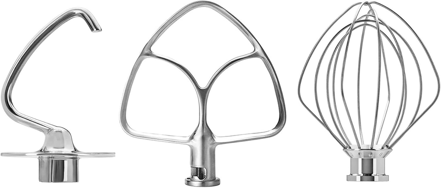 Mixer Attachments For 4.5-5QT Tilt-Head Stand Stainless Dough Hook Flat Edge Beater