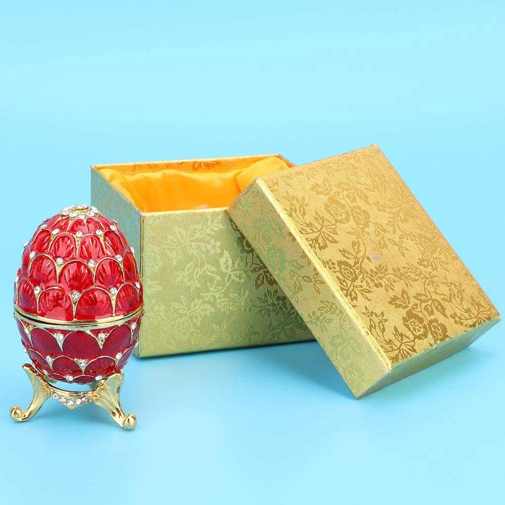 Boîte à Bijoux Œuf Doré Avec Cristaux - Vintage Charnière - Rangement Bagues Petit Cadeau Mariage Anniversaire