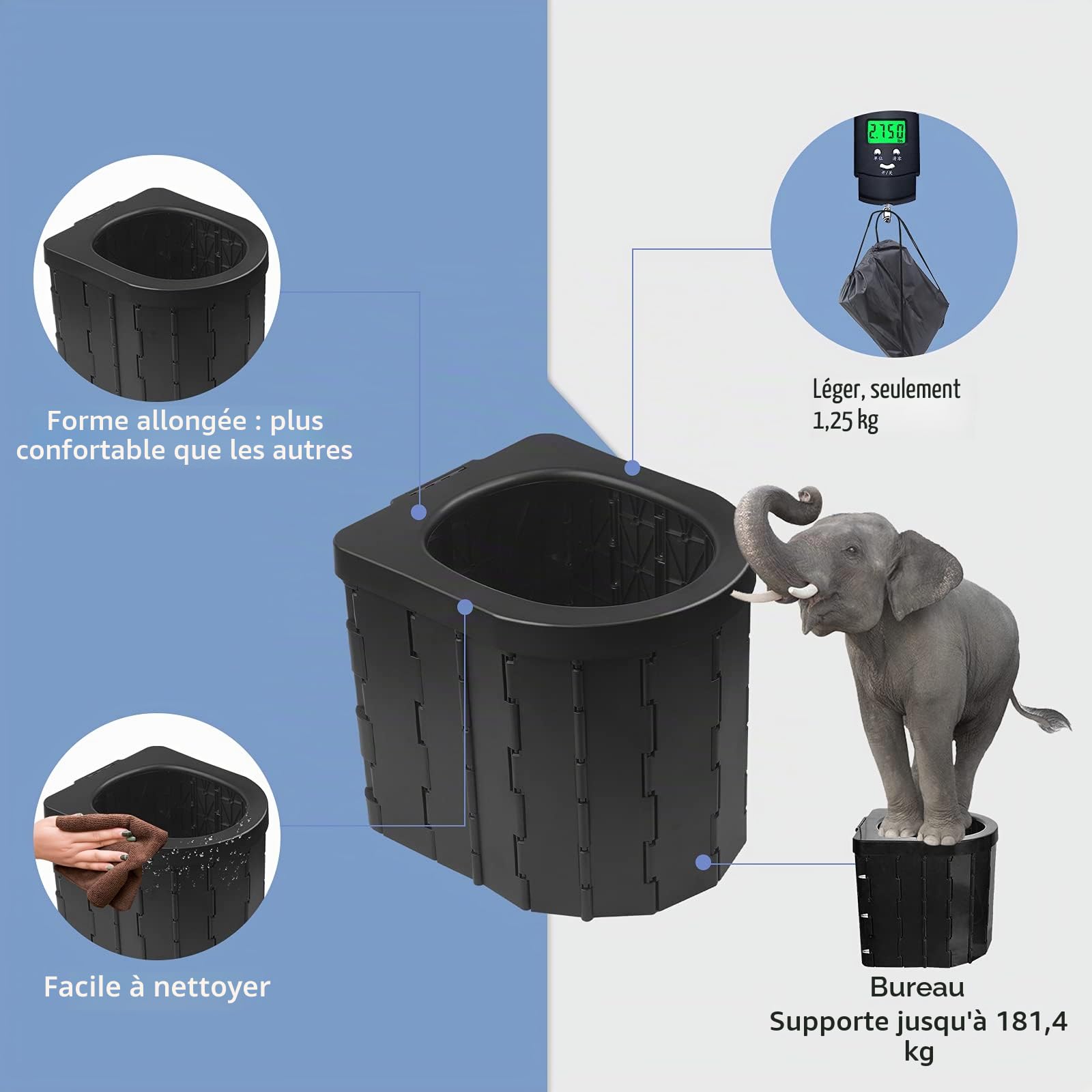 Toilettes portables, pour adultes, pour camping, voiture, voyage, extérieur, randonnée, sac à dos, voyages, tente, bateau, plage, embouteillage, maison