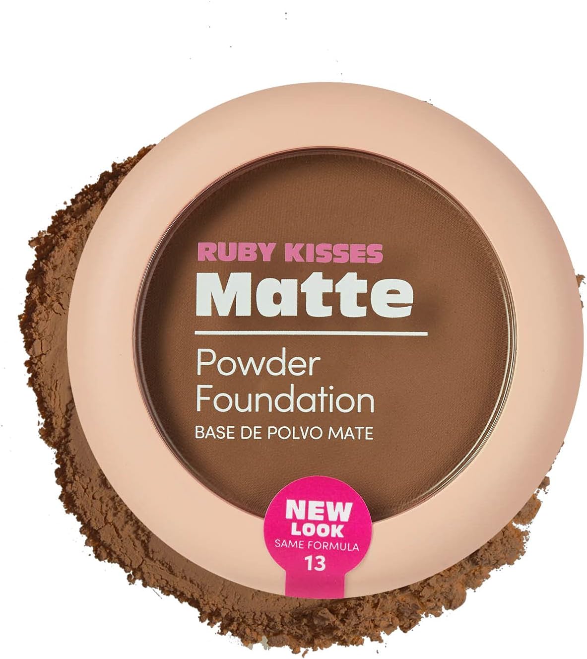 Ruby Kisses Matte Powder Foundation, Honey Brown, 8 Shades, Sponge & Mirror Included, Full Coverage, Versatile Pressed Powder Finisher