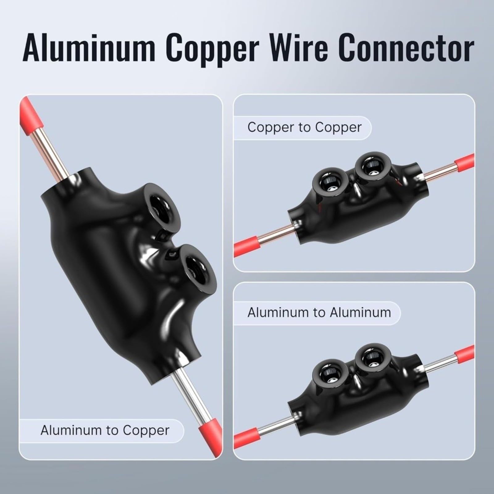 5 connettori per cavi isolati in alluminio e rame per 2-14 AWG, manicotto per cavo di ingresso unilaterale per una connessione sicura, nero (come mostrato)