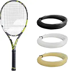 Babolat Raquete de tênis Pure Aero (7ª geração) amarrada com intestino sintético em tensão média