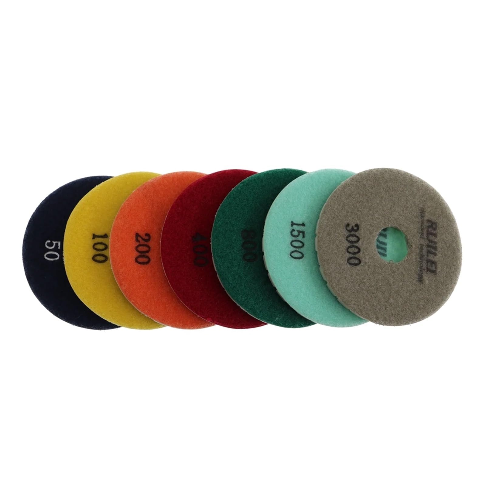Almohadillas de pulido en seco con diamante, Paquete de 7 discos pulido diamante 4 pulgadas, grano 50-3000, for uso en seco y húmedo, for granito, mármol hormigón(MIX 7 GRITS-7 PCS-4 INCHES)