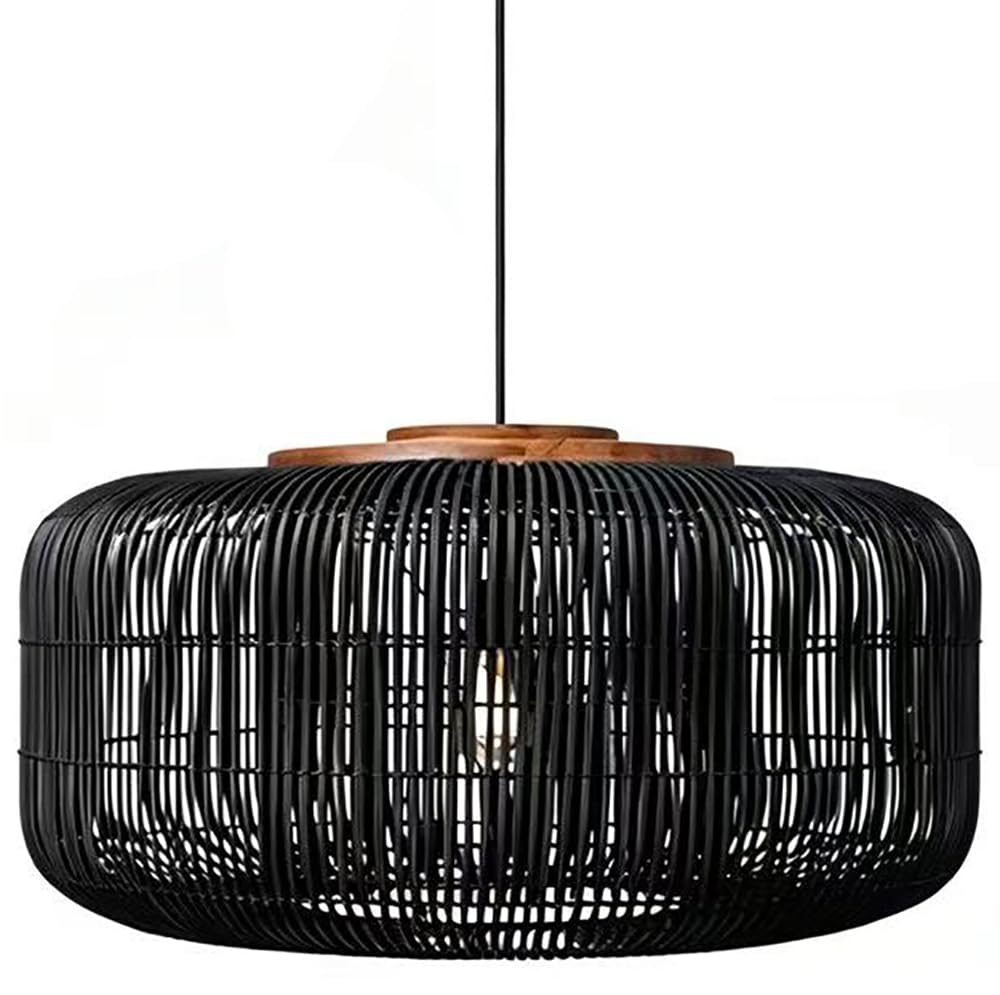 XQIDIANAA Woven Pendant Light Boho Chandelier Dome Rustic Farmhouse Chandelier Wicker Pendant Lamp Rattan Light Fixture for Dining Room Living Room Bedroom Kitchen Island Foyer