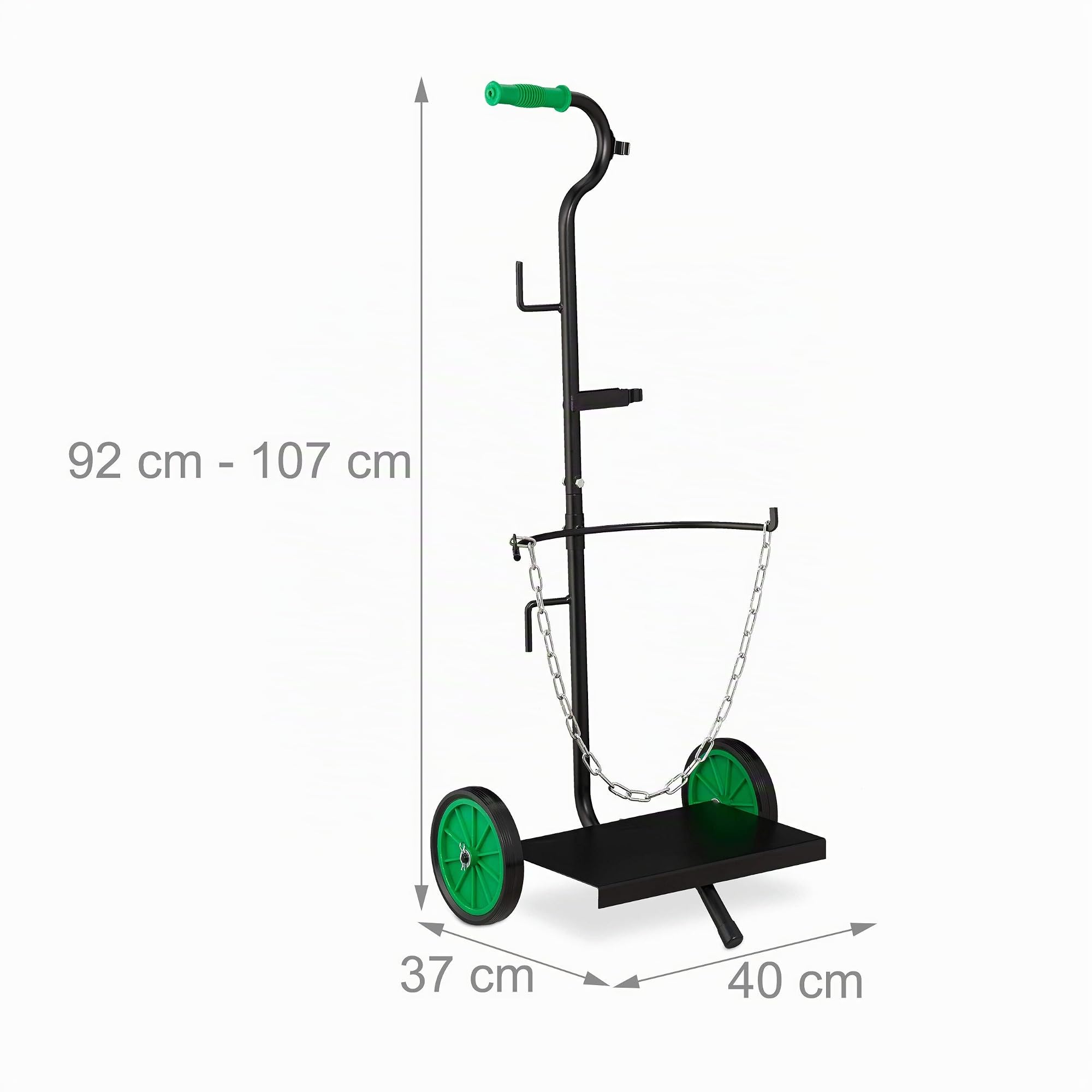 Relaxdays 10029460 Noir Chariot de Transport, Diable bonbonnes de gaz de 5 et 11 kg,de Propane, Roues en Caoutchouc, Acier, 1