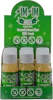 Simsim Green Immunity Shots | Anti-Inflammation | Vegan, Gluten Free | Organic Ginger & Lemon | Wellness Shots | Immunity Booster | Cold Pressed - 2 FL OZ (Pack of 12)
