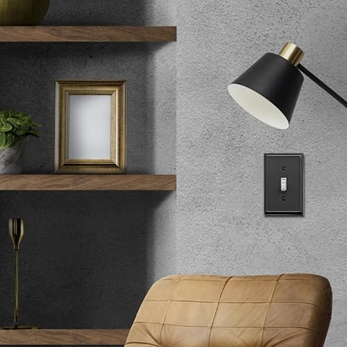 Miniatura 5 de Aria - Placa de pared metálica para interruptor de luz de palanca individual, paquete de 4 unidades de bronce envejecido de 1 banda, cubierta de