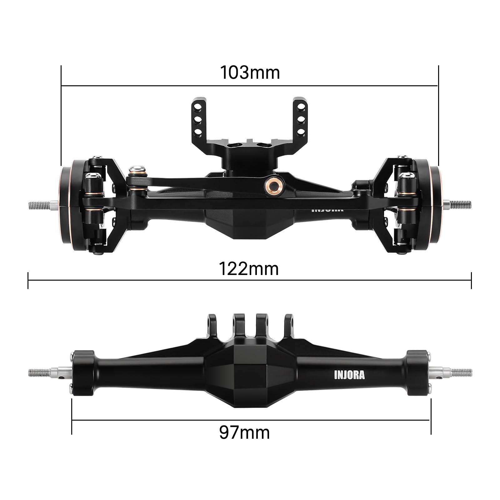INJORA +4mm Diamond Axles with Brass Steering Knuckles for 1/18 RC Crawler TRX4M Upgrade