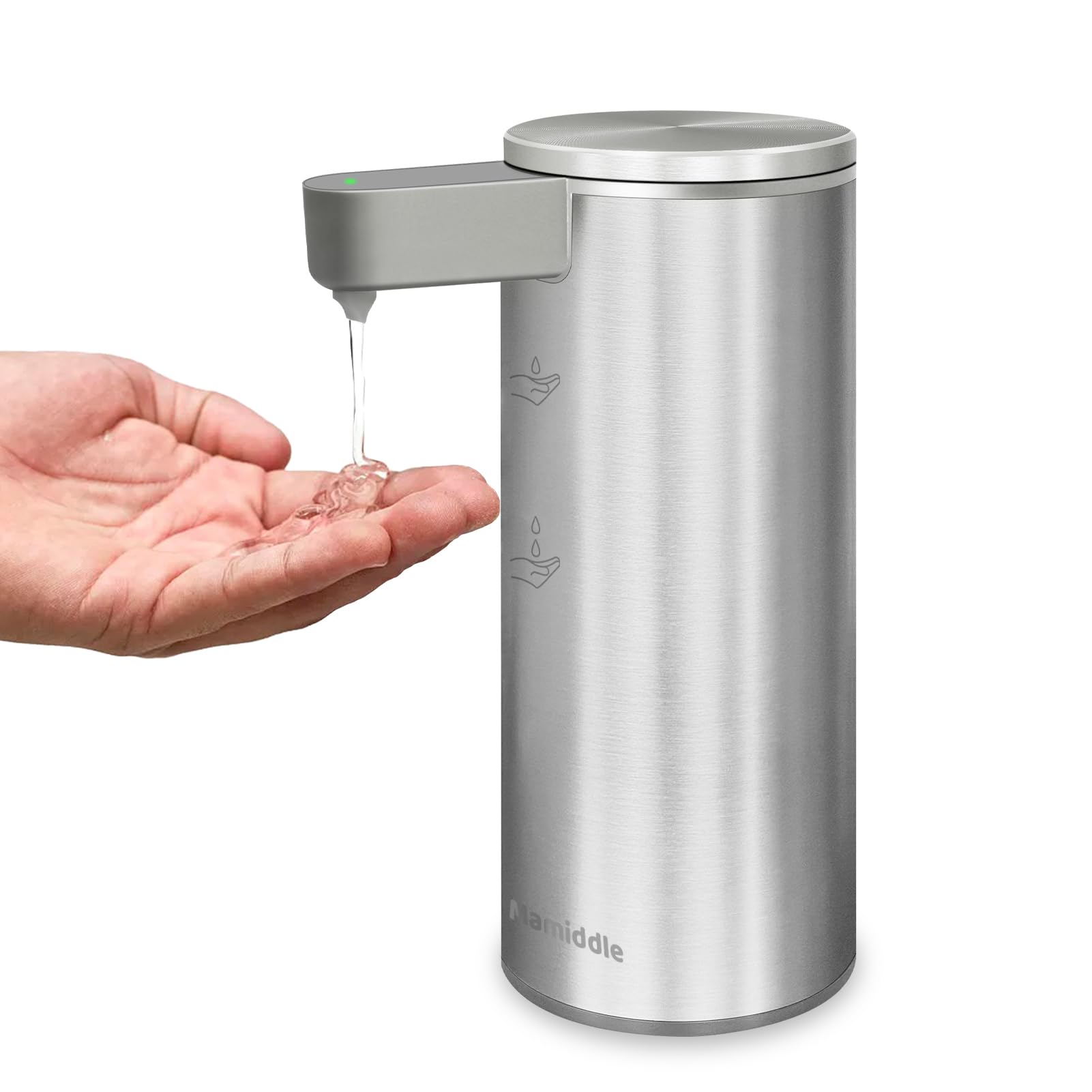 Mamiddle Automatic Soap Dispenser Stainless Steel with Sensor Infrared Soap Dispenser Electric IPX5 Waterproof USB-C Charging Motion Sensor for Kitchen & Bathroom (Silver)