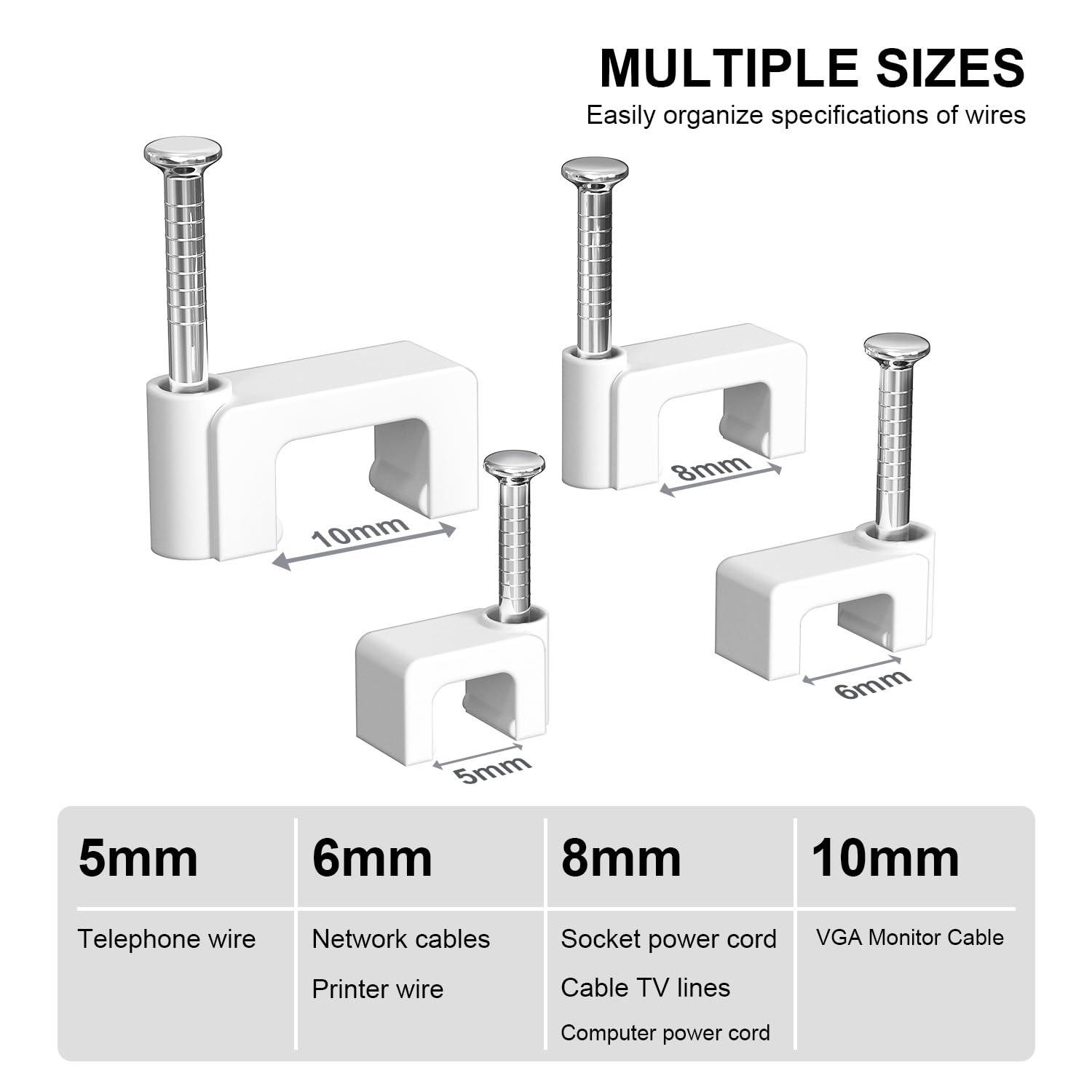 Cable Clips with Nails - 400 Pack for Ethernet & More -2