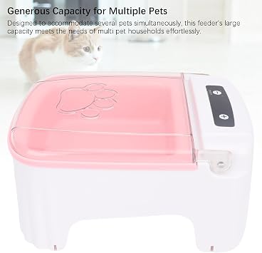 Automatic Cat Feeder with Timing Large Capacity, Automatic Feeder Wet Food with Non Tipping Base, Pet Dispenser Suitable for Cats Dogs Household Daily Feeding (Pink)