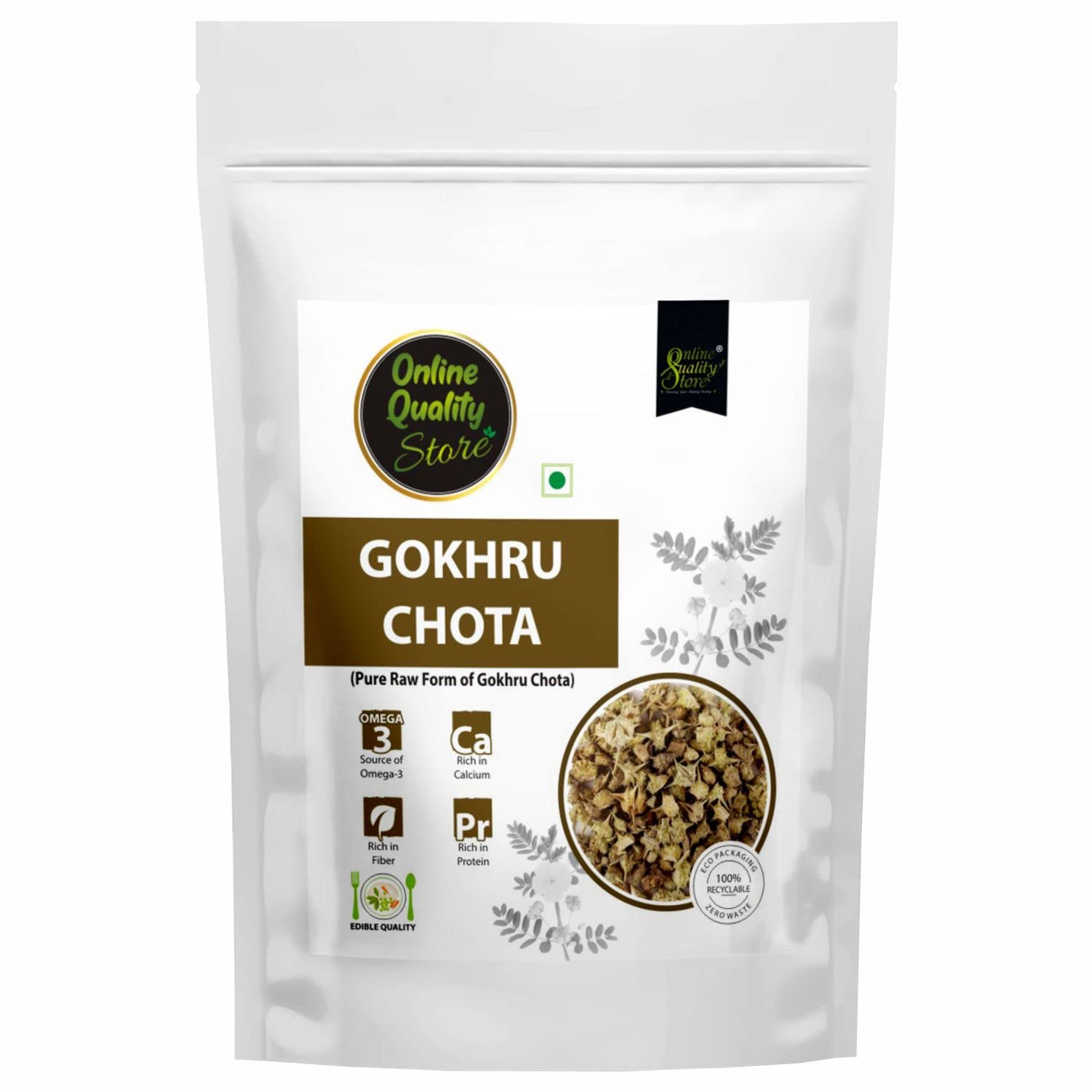 Online Quality Store Ghokru Chota - 100g | Tribulus Terrestris Seeds - Small Caltrops | Gokshura
