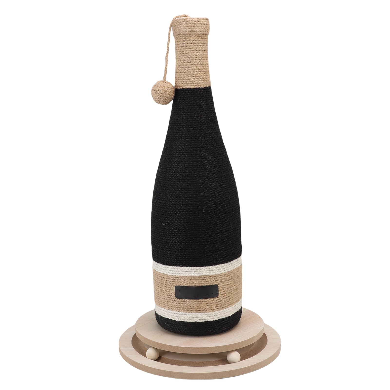 HELEVIA Wine Bottle Shape Cat Scratcher, Multifunctional Flat Board and Suction Cup Design Cat Wine Bottle Scratching Post, with Hanging Ball, for Interactive Play