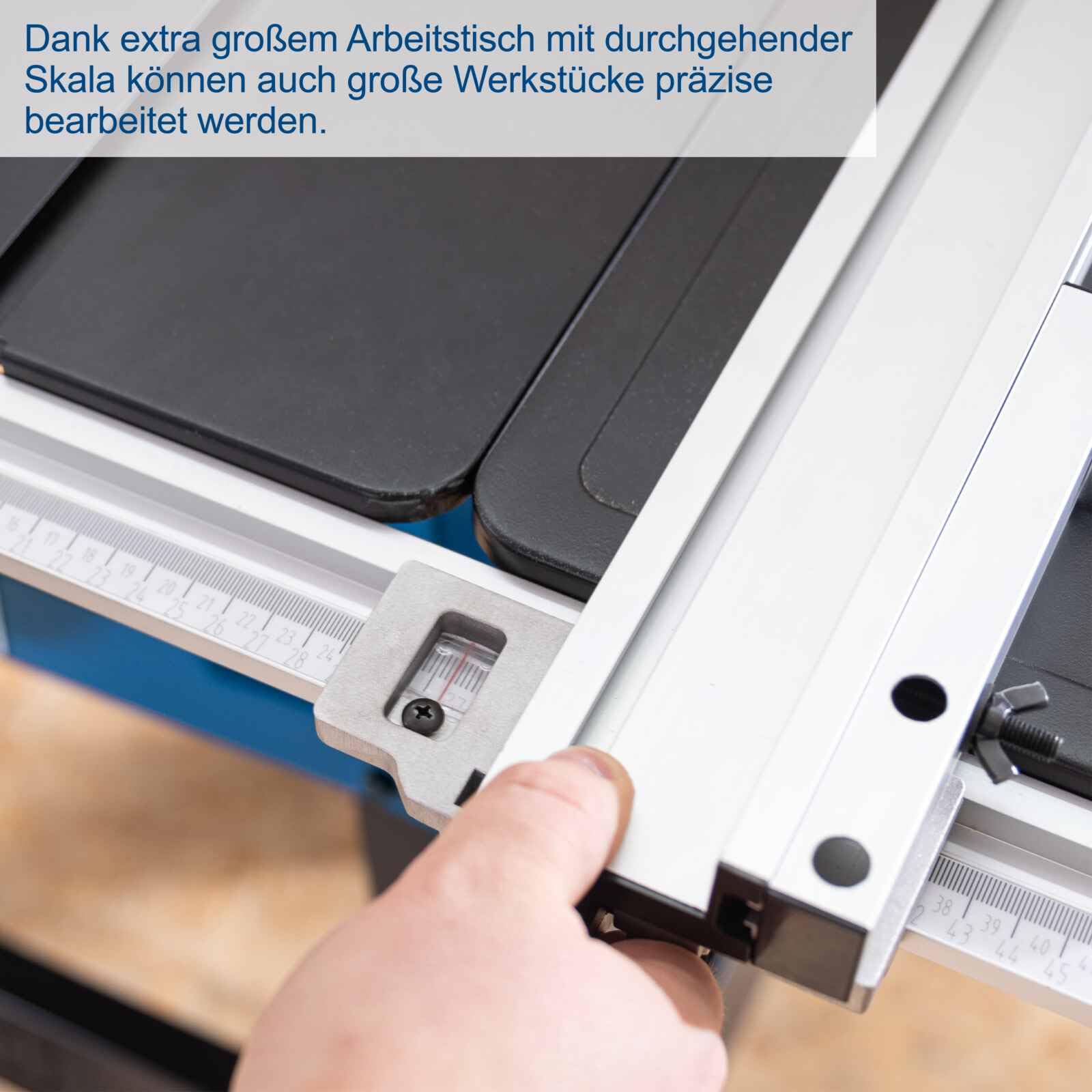 Scheppach Tischkreissäge HS254 mit Softstart | Schnitthöhe 85mm | 2200W / 230V | 880mm Tischhöhe | XXL-Tischgröße mit Verbreiterung 630x935mm mit Skala | inkl. Untergestell Querschneidlehre & Anschlag