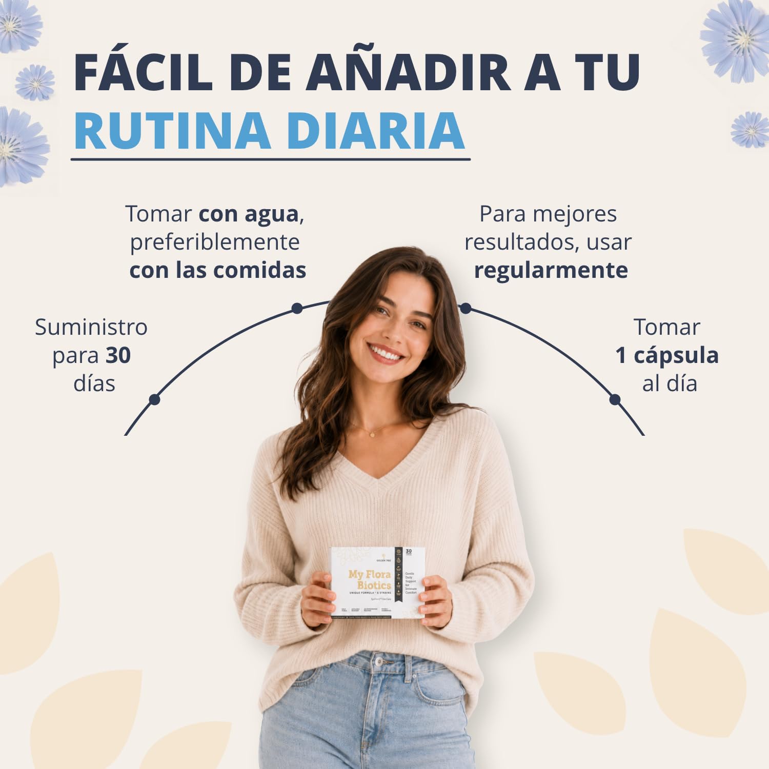 Golden Tree My Flora Biotics – Probióticos Mujer, 30 Cápsulas