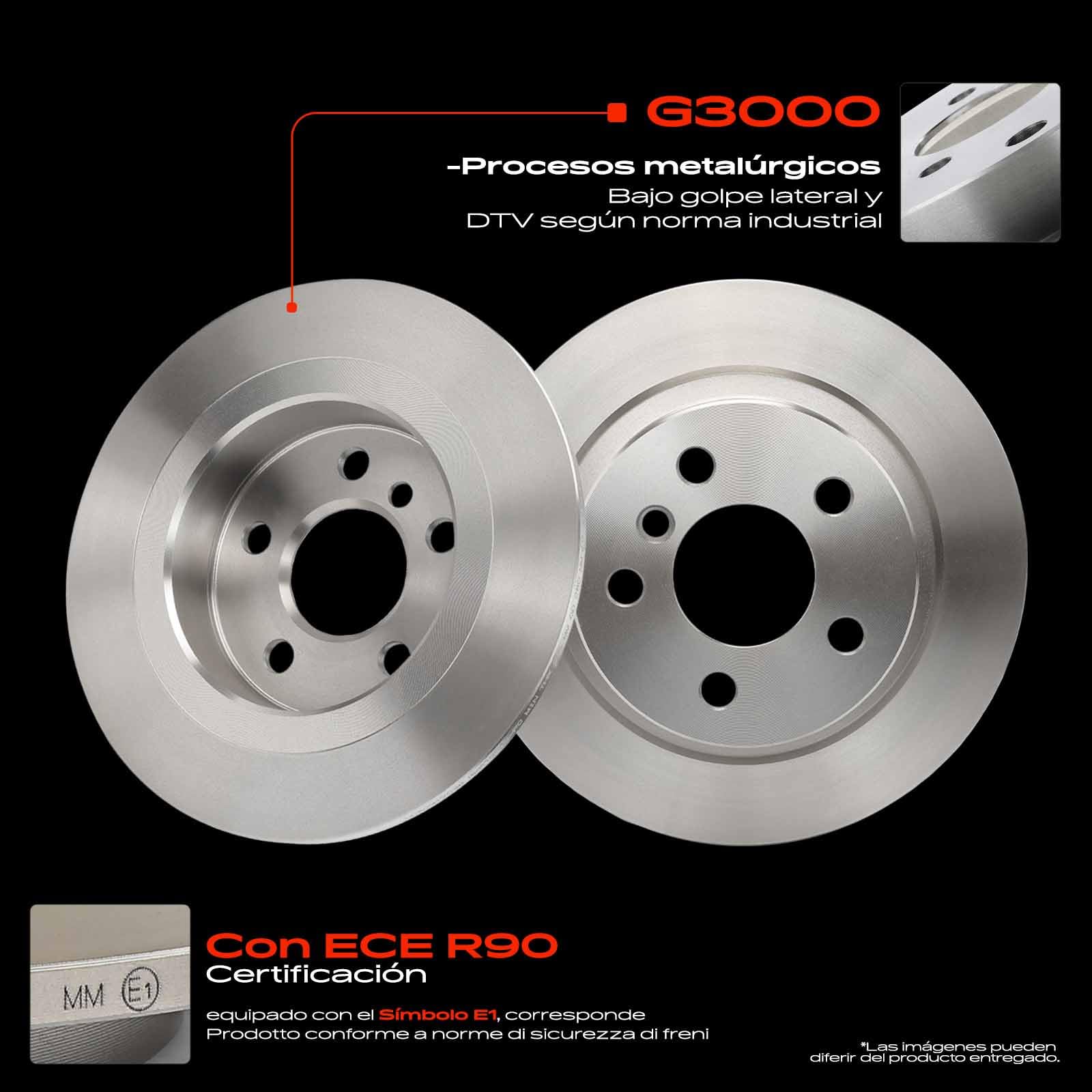 Frankberg 2 discos de freno + 4 pastillas de freno | Compatible con: X1 F48, 2 Gran Tourer F46, Serie 1 F40, M.i.n.i F56, 2 Active Tourer F45, M.i.n.i Clubman F54
