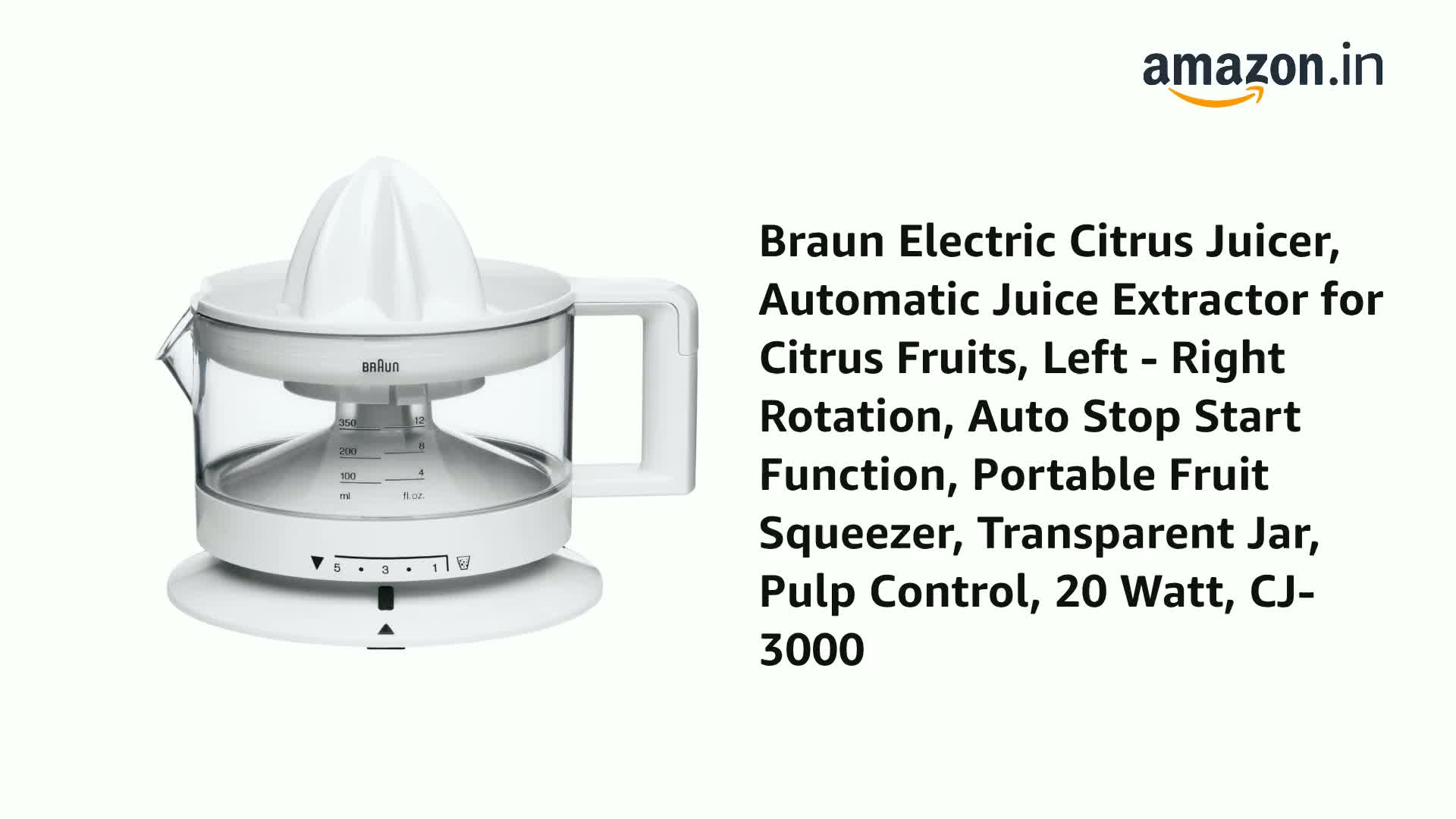 Braun Electric Citrus Juicer, CitrusQuick 1, Original German Brand