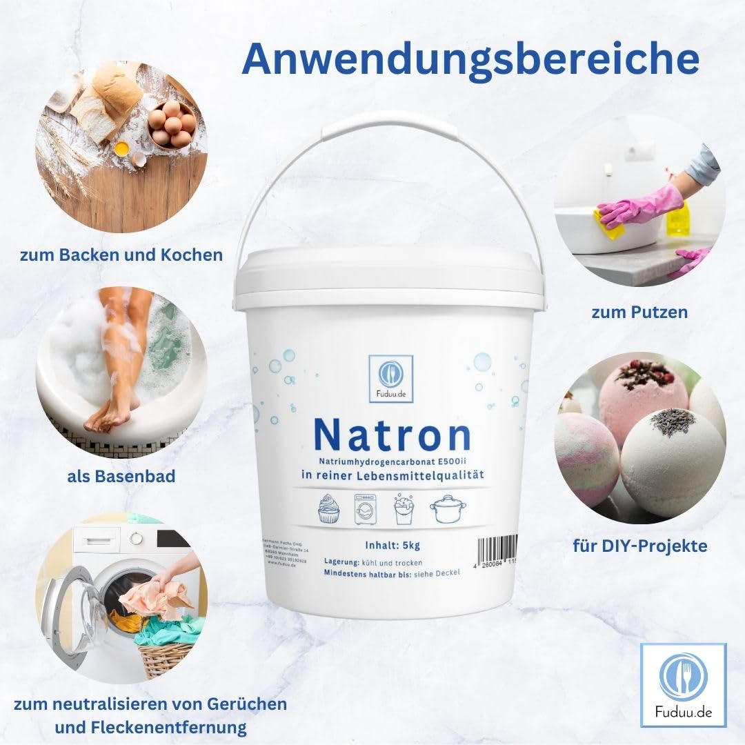 Natron polvo E500 bicarbonato de sodio NaHCO3 cubo 5 kg