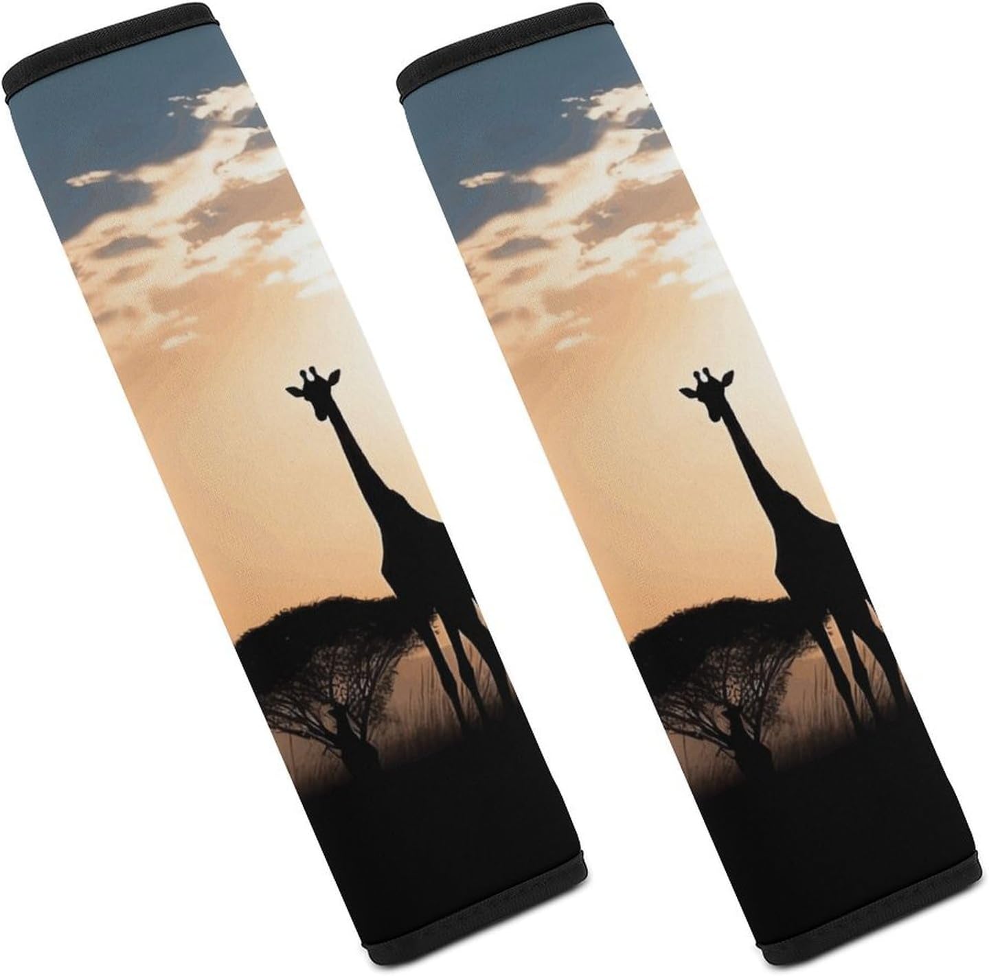 2 PCS Super Soft Car Seat Belt Pad, Cute Silhouette of Giraffes on Grass Printed Waterproof Sweat-Absorbing Seat Belt Covers Backpack Shoulder Pad for All Car Seats Baby Strollers
