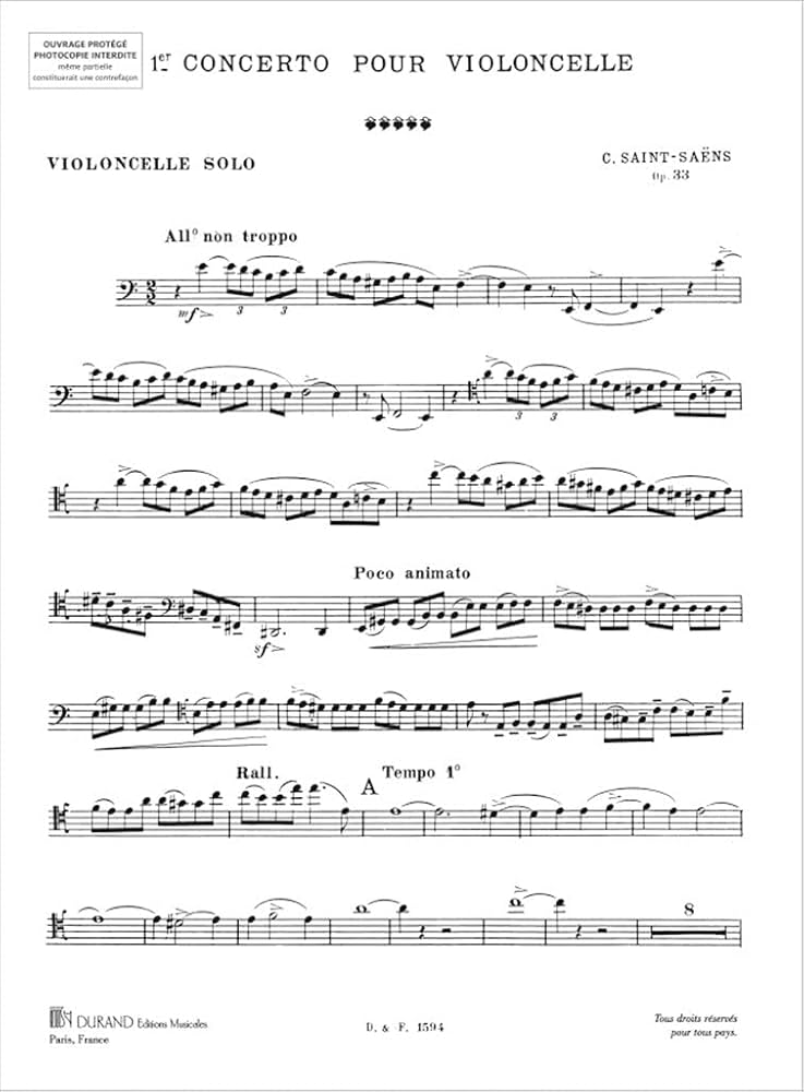 Saint-Saens, Camille - Concerto No. 1, Op. 33 For Cello & Orchestra