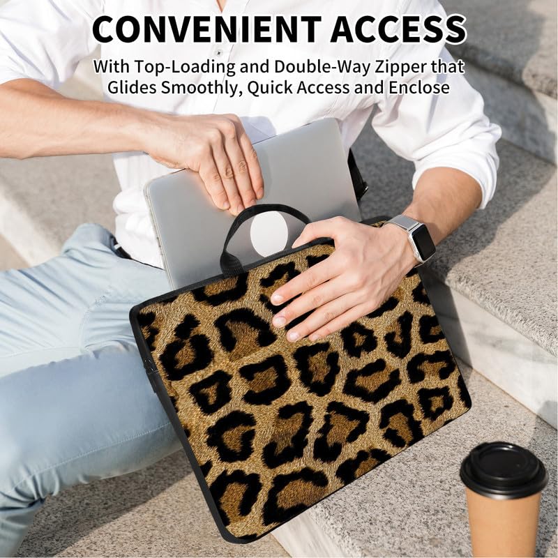 Funda para laptop 14-15 pulgadas con asa y diseño Leopardo miniatura 4