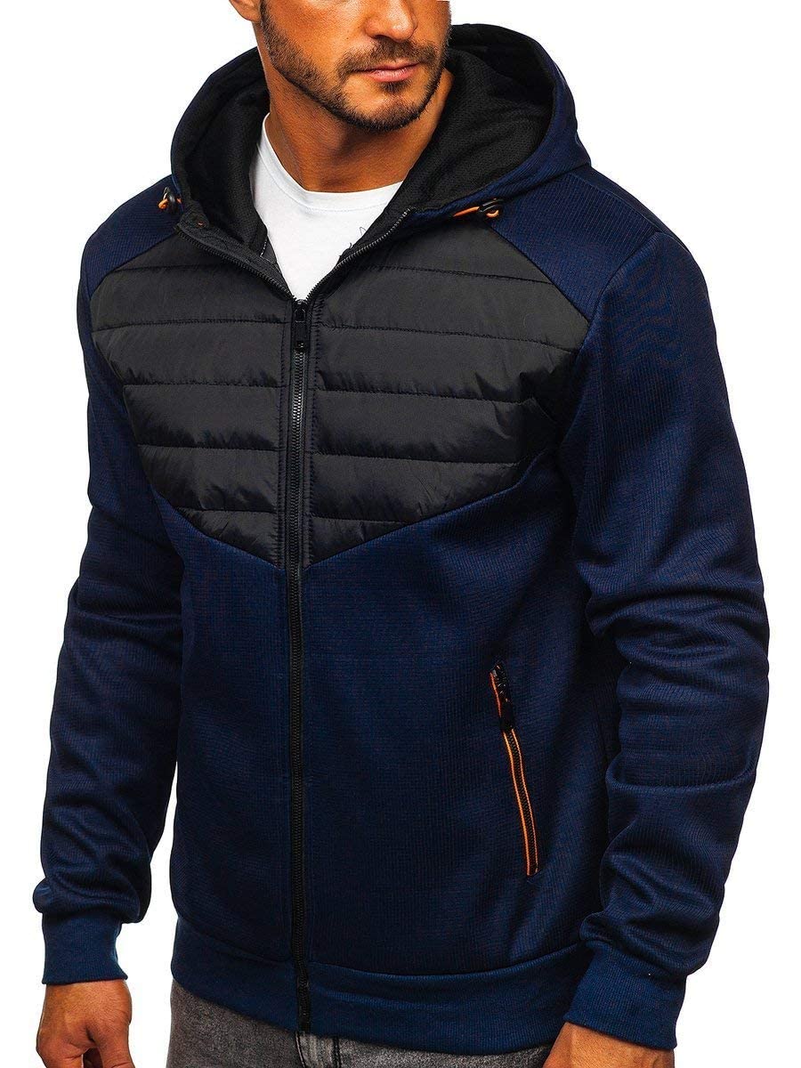BOLF Hombre Chaqueta guateada de Entretiempo con Capucha Cierre de Cremallera Cuello alto Cazadora Ropa de Abrigo Plumas Bomber Fitness Outdoor Básico Estilo Deportivo Mix 4D4