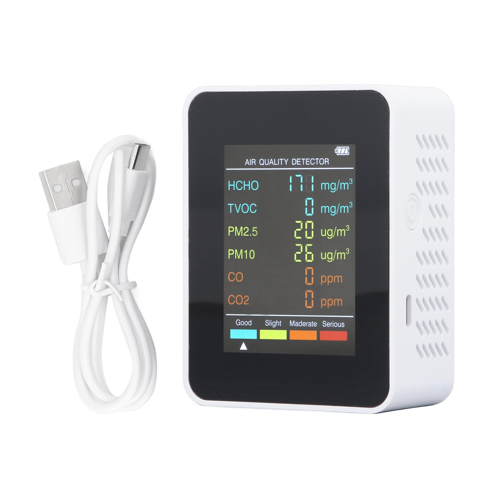 Testeur de qualité Smartair Portable, Testeur de qualité l'Air Préfessionall Indoor Air Quality Monitor Quality Monitor Indoor Portable Meters for Home and Office (White)