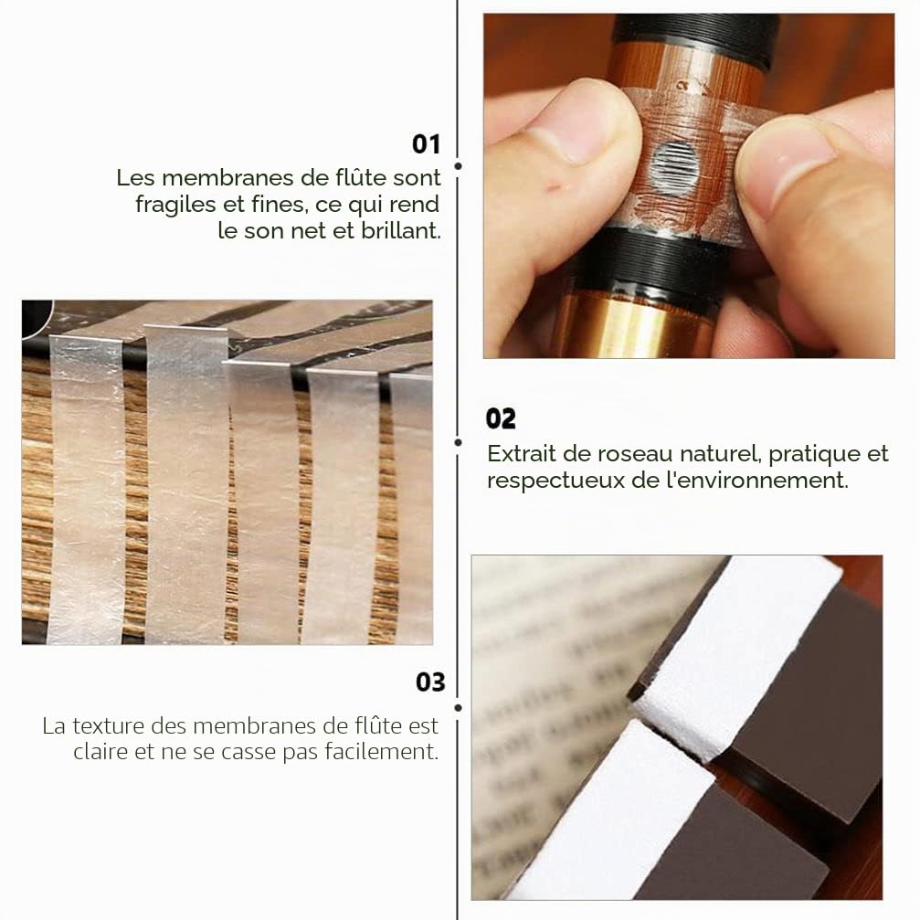 Dizi Membrane avec fournitures d'entretien pour instrument – Colle à membrane traditionnelle pour flûte musicale – Couleurs assorties